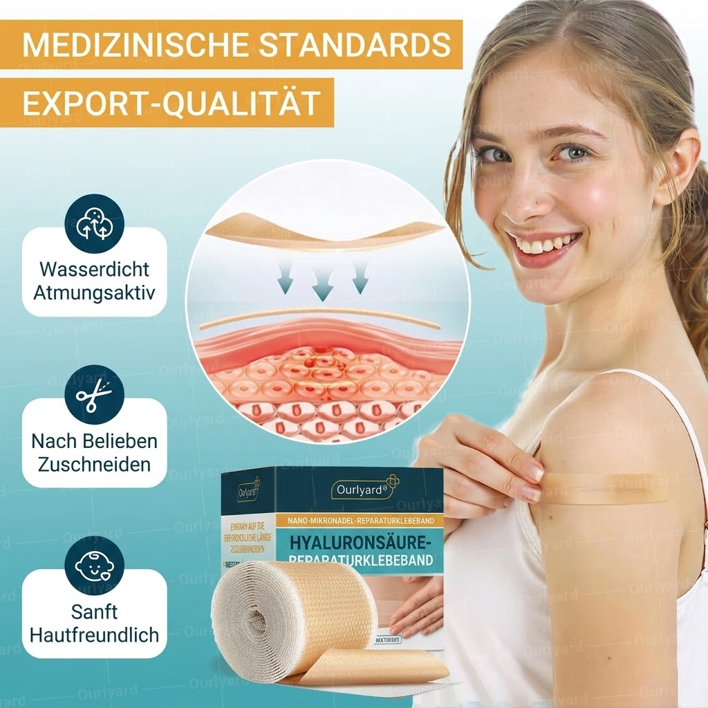 👨🏼‍⚕️✅Offizieller Shop | Ourlyard® Hyaluronsäure Mikronadel-Tape (Behandelt alle Arten von Narben, Dehnungsstreifen, Akne, Verbrennungen, Warzen und Krampfadern)