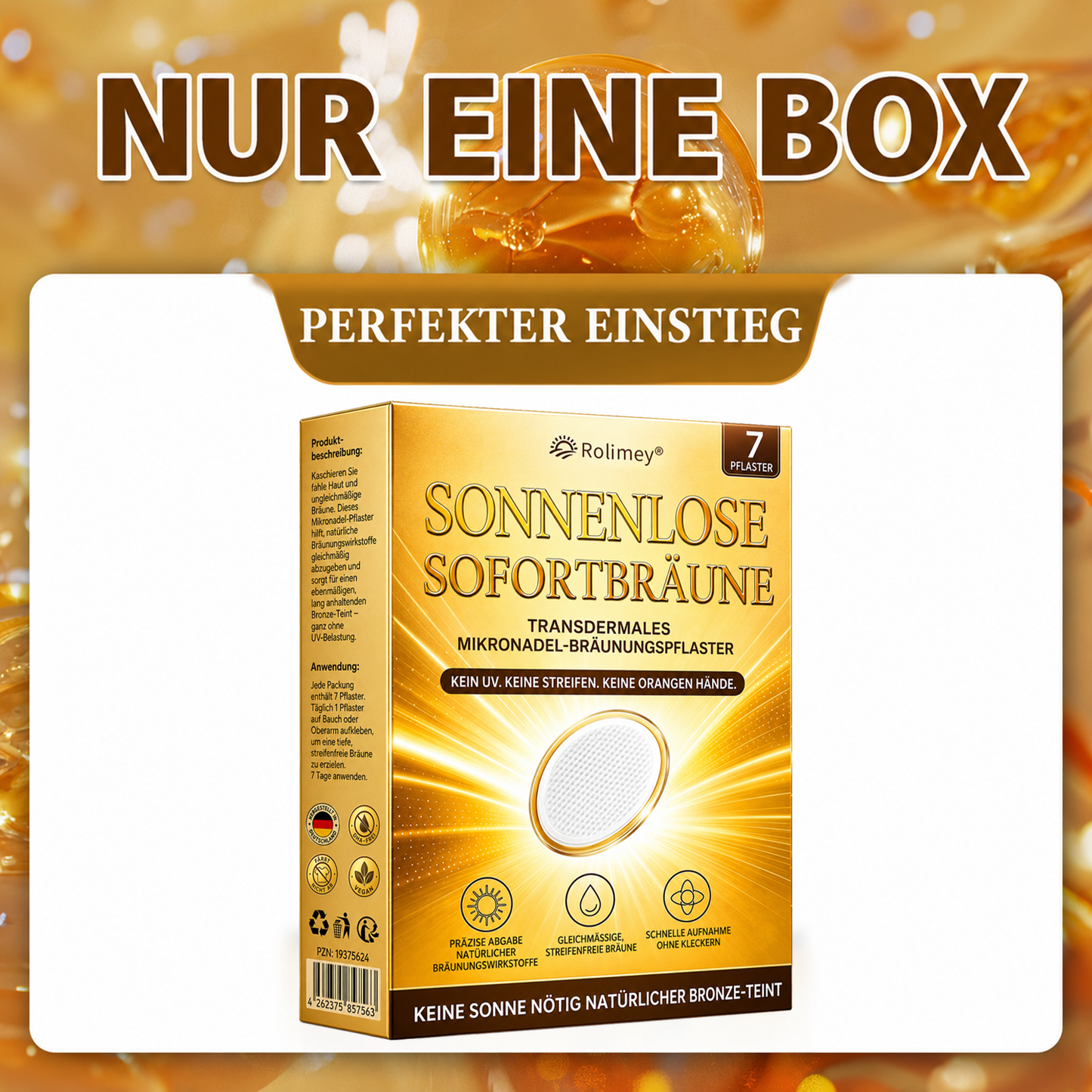 Rolimey® Mikronadel-Bräunungspflaster • Natürlicher Bronze-Glow ohne UV & DHA