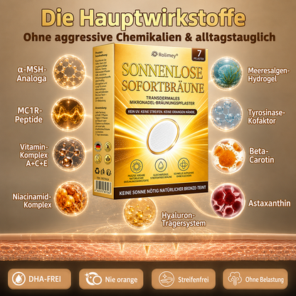 Rolimey® Mikronadel-Bräunungspflaster • Natürlicher Bronze-Glow ohne UV & DHA